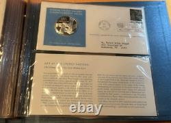 1972 Sterling Silver 5 Coin Proof United Nations Medals & Postmarked Stamp Cover