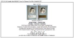 1972 US USA Franklin Mint HOLIDAY Home for Christmas Proof Silver Medal i112725