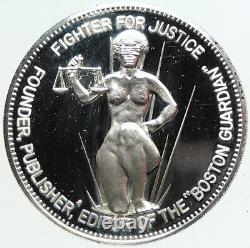 1972 US USA Franklin Mint WILLIAM MONROE TROTTER Old Proof Silver Medal i113047