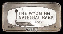 1972 Wyoming National Bank Casper Franklin Mint WOW! 2oz 925 Silver bar C6212