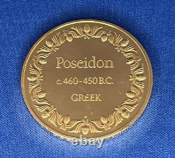 1973 24K on Sterling Silver Franklin Mint Poseidon c460-450 B. C. Greek Coin