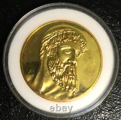 1973-80 FRANKLIN MINT 100 Greatest Masterpieces POSEIDON 2 Oz+ SiLVeR GOLd PLAte