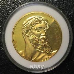 1973-80 FRANKLIN MINT 100 Greatest Masterpieces POSEIDON 2 Oz+ SiLVeR GOLd PLAte