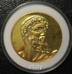 1973-80 FRANKLIN MINT 100 Greatest Masterpieces POSEIDON 2 Oz+ SiLVeR GOLd PLAte