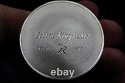1973 Belted Kingfisher Roberts Birds Franklin Mint Silver art bar round C1938