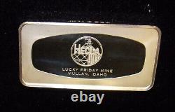 1973 FRANKLIN MINT Hecla Lucky Friday Mine 4.2 oz. 999 Silver RARE BAR