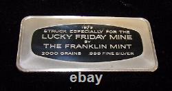 1973 FRANKLIN MINT Hecla Lucky Friday Mine 4.2 oz. 999 Silver RARE BAR