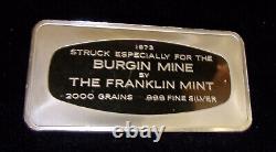 1973 FRANKLIN MINT Kennecott Burgin Mine 4.2 oz. 999 Silver RARE BAR