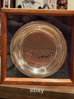 1973 FRANKLIN MINT WINTER FOX SOLID STERLING SILVER PLATE 180 gm In Shadow Box