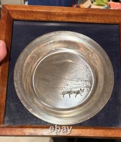 1973 FRANKLIN MINT WINTER FOX SOLID STERLING SILVER PLATE 180 gm In Shadow Box