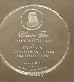 1973 FRANKLIN MINT WINTER FOX SOLID STERLING SILVER PLATE 180 gm In Shadow Box