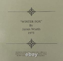 1973 FRANKLIN MINT WINTER FOX SOLID STERLING SILVER PLATE 180 gm In Shadow Box