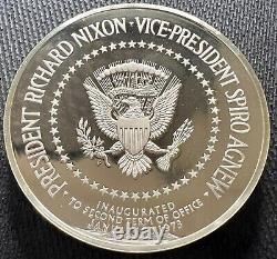 1973 Franklin Mint 5.75 oz. 925 Sterling Silver Proof Round Nixon Inauguration