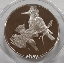 1973 Franklin Mint. 925 Silver 2.1 Troy Oz. /51MM Proof Medal-Belted Kingfisher