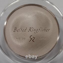 1973 Franklin Mint. 925 Silver 2.1 Troy Oz. /51MM Proof Medal-Belted Kingfisher