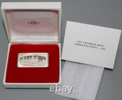 1973 Franklin Mint Christmas Carolers Silver Art Bar 2.3oz 1000 grains Box COA