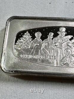 1973 Franklin Mint Christmas Silver Bar ASW 1.93 oz