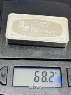 1973 Franklin Mint Columbus National Bank Of Rhode Island Sterling Silver Bar
