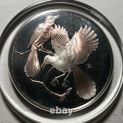 1973 Franklin Mint Robert Bird Mockingbird 2 Ounce. 925 Silver Proof Medal