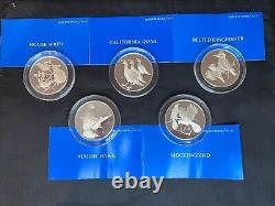 1973 Franklin Mint Robert's Birds #31, 32, 33, 34, 35 Silver Proof. 925