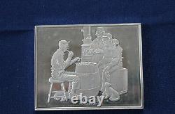 1973 Franklin Mint Rockwell's Fondest Memories The Checker Game Silver Bar P0193