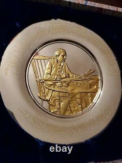 1973 Franklin Mint Silver/Gold Bicentennial Plate Thomas Jefferson serial #4757