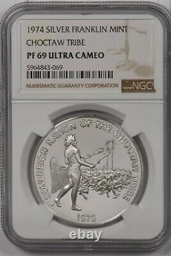 1973 NGC PF 69UC Silver Choctaw Tribe Silver Franklin Mint NG1340 combine ship