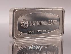 1973 National Bank Minot North Dakota Franklin Mint 2oz Silver art bar C3183