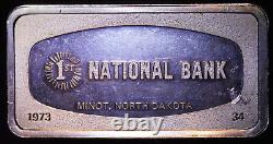 1973 National Bank Minot North Dakota Franklin Mint 2oz Silver art bar C3183