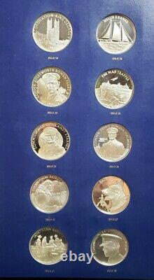 1973 RCMP Set Of 48 Silver Art Medals Rounds In Book Franklin Mint