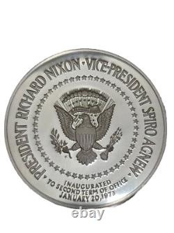 1973 Richard Nixon & Spiro Agnew Large Silver Inaugural Medal 6.3 ozt of. 925