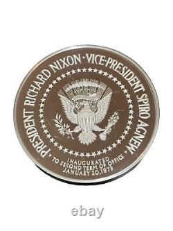 1973 Richard Nixon & Spiro Agnew Large Silver Inaugural Medal 6.3 ozt of. 925