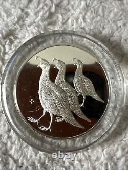 1973 Sterling Silver Franklin Mint California Quail Coin 2.34oz Rare PROOF COIN
