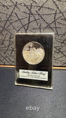 1973 US USA Franklin Mint HOLIDAY Christmas Tree Old Proof Silver Medal i112719