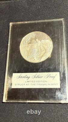 1973 US USA Franklin Mint HOLIDAY Christmas Tree Old Proof Silver Medal i112719