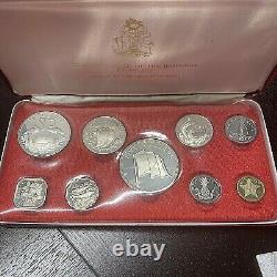 1974 & 1975 Commonwealth Of The Bahamas Franklin Mint 9 Coin Proof Set