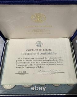 1974 Belize Franklin Mint Sterling Silver Proof Set with COA & OGP 3.97oz ASW