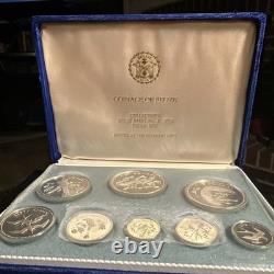 1974 Belize Proof Sterling Silver Coin Set 8 Coins Franklin Mint Box & COA