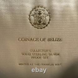 1974 Belize Proof Sterling Silver Coin Set 8 Coins Franklin Mint Box & COA
