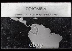 1974 Colombia United Nations South America Franklin Mint 28g 925 Silver bar 4692