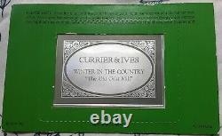 1974 Currier & Ives Winter In The Country 2.78 oz Fine Silver Art Bar / Ingot