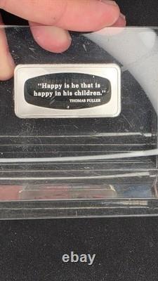 1974 Franklin Mint Father's Day 1000 Grains Sterling Silver Ingot Lucite Display 1974 Franklin Mint Father's Day 1000 Grains Sterling Silver Ingot Lucite Display
