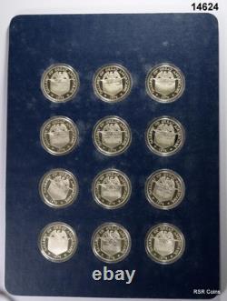 1974 Franklin Mint Gallery Of Great Americans 12 Medal Sterling Silver Set#14624