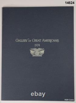 1974 Franklin Mint Gallery Of Great Americans 12 Medal Sterling Silver Set#14624