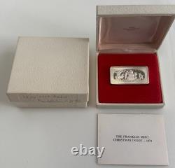 1974 Franklin Mint THE SNOWMAN Silver Art Bar 2oz 1000 grains with Box and COA