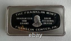 1974 Franklin Mint THE SNOWMAN Silver Art Bar 2oz 1000 grains with Box and COA
