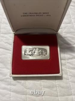 1974 Ingot 500 grains solid sterling Franklin Mint Christmas in original box