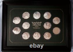 1974 Norman Rockwell Medallic Tribute Robert Frost Proof Set Sterling Silver