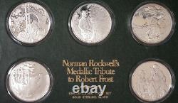 1974 Norman Rockwell Medallic Tribute Robert Frost Proof Set Sterling Silver