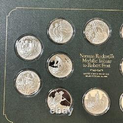 1974 Norman Rockwell Medallic Tribute to Robert Frost Sterling Silver 12 Coins